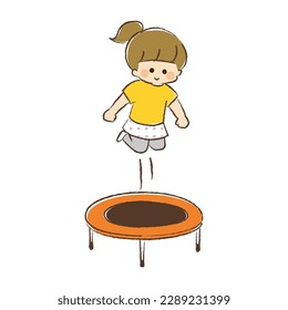 Girl playing on a home trampoline.