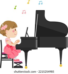 Girl Playing The Piano At The Recital