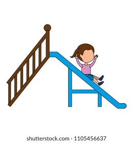girl playing in playground slide icon