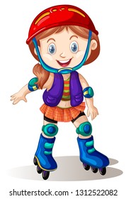 A girl playing roller skate illustration