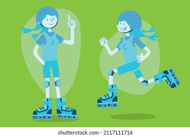 Girl playing with roller skater