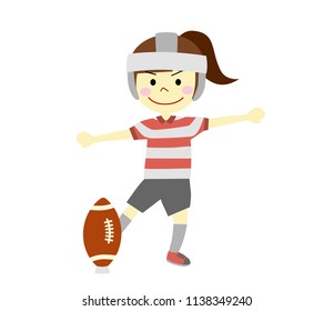 A girl playing rugby