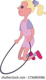a girl is playing skipping rope