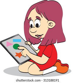 girl playing with tablet game