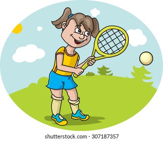 Girl playing tennis