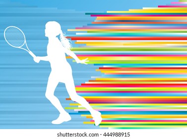 Girl playing tennis vector background concept