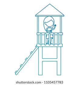 girl playing in tower and slide