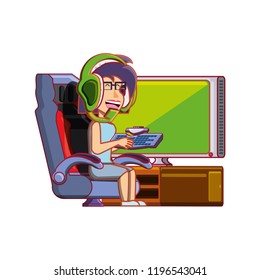 girl playing video game avatar character