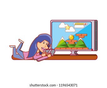 girl playing video game avatar character