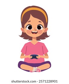 girl playing videogame design isolated