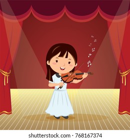 Girl Playing Violin On The Stage