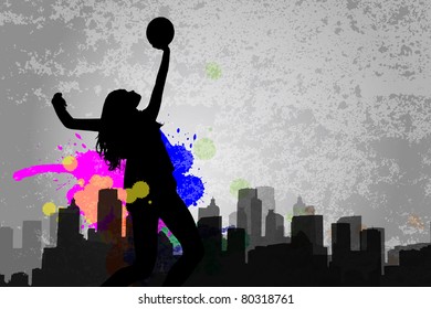 Girl playing volleyball