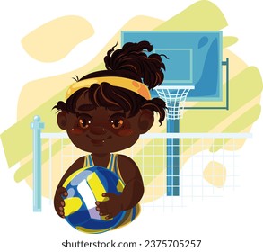 girl is playing volleyball in the school gym