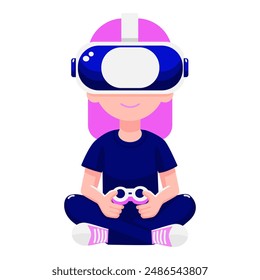 Girl Playing VR Games Illustration