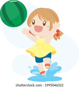 Girl Playing with Watermelon Beach Ball