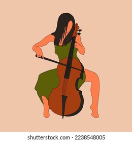 The girl plays the cello. Young woman. Cello.