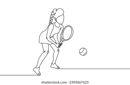 The girl plays tennis. International Women's Sports Day. Vector illustration. Images produced without the use of any form of AI software at any stage. 
