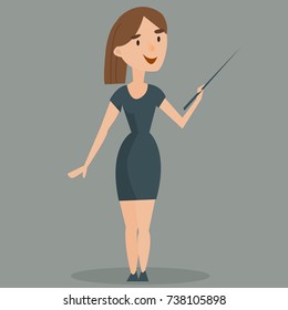a girl with a pointer