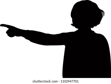 a girl pointing something, silhouette vector