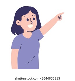 Girl Pointing Something Upward Illustration