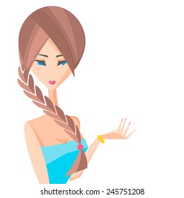 girl points  braid vector isolated