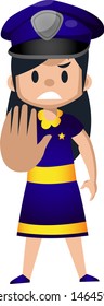 Girl in police suit, illustration, vector on white background.