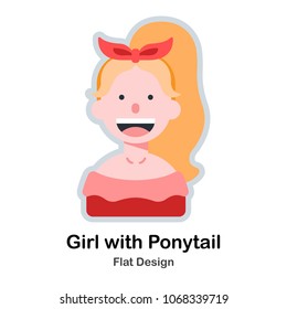 girl with ponytail avatar flat vector illustration