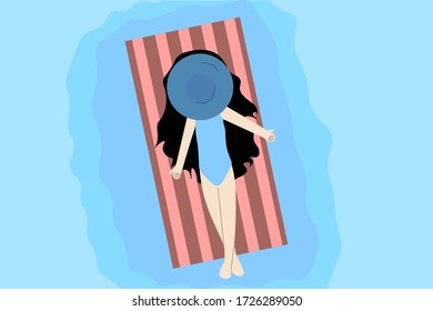 Girl in the pool feeling relaxed.   