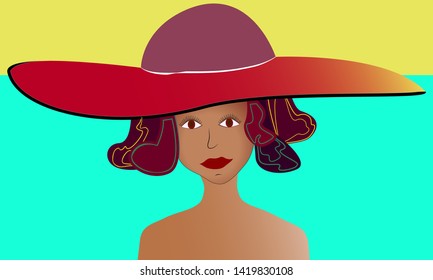 Girl pop style in the red hat on