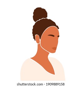 Girl portrait. Abstract boho girl illustration for design t shirt print, friend greetin card, womans right poster, girls sisterhood and empowerment card etc.