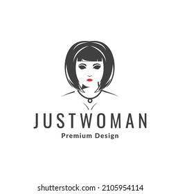 girl portrait with face scare logo design vector