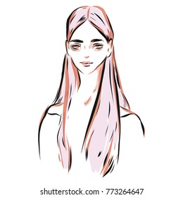 Girl portrait Fashion illustration