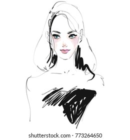 Girl portrait Fashion illustration