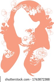 girl portrait with flower silhouette 