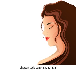 Girl portrait, profile, vector illustration