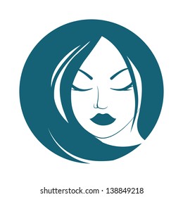 Girl portrait, round shape. Vector illustration