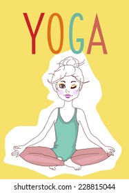 girl in pose practicing yoga.vector illustration - Illustration