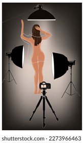 girl posing in front of the camera in the studio