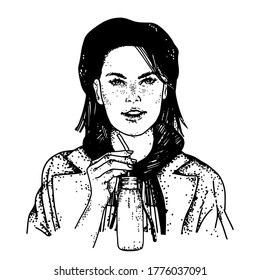 Girl posing, illustration on a white background.