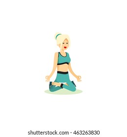 Girl posing pose yoga. Characters women exercises yoga, isolated on white background. People banner healthy lifestyle. Woman involved in sports, vector illustration