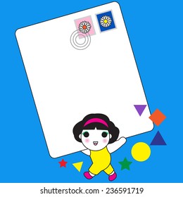 Girl with Postcard note illustration