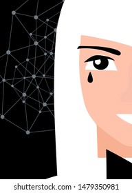 Girl poster in flat design. Vector illustration