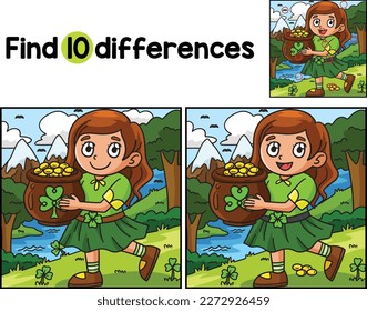 Girl With Pot Of Gold Find The Differences