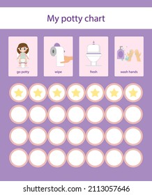 Girl Potty Chart. Potty Training Chart. Potty Reward Chart. Daily Routine.