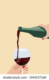 
The girl pours herself wine into a glass. Drink wine in the evening, after a hard day's work. The girl is drinking wine.