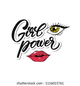 Girl pover. Hand drawn lettering typography poster.