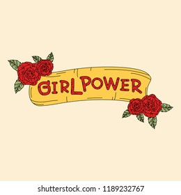 Girl power banner with flowers vector