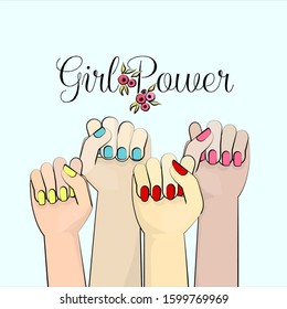 Girl power cartoon vector illustration banner