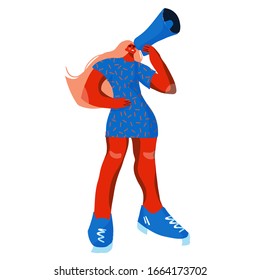 Girl power character big size and bright poster. sisterhood concept