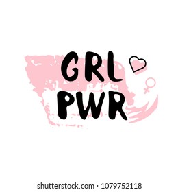 Girl Power composition. GRL PWR lettering. Vector illustration.